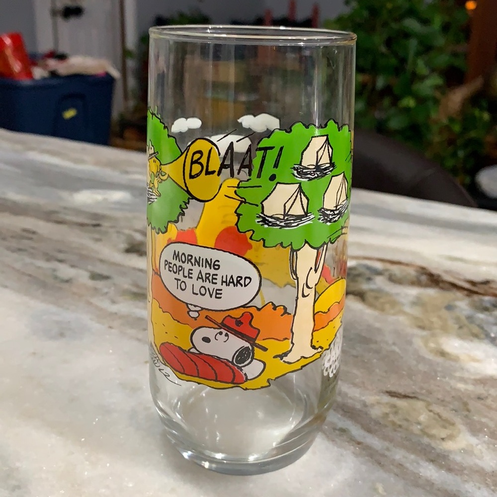 Several Available! Morning People are Hard to Love McDonald’s Camp Snoopy Glass